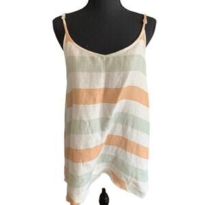 Gabby Isabella Lightweight Cotton Linen Blend Striped MEDIUM Tank Top